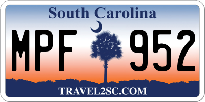 SC license plate MPF952