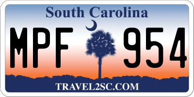 SC license plate MPF954