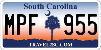SC license plate MPF955