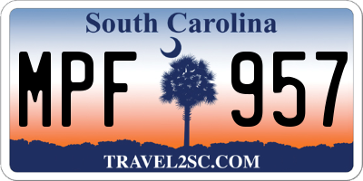 SC license plate MPF957