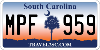 SC license plate MPF959