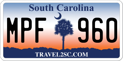 SC license plate MPF960