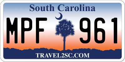 SC license plate MPF961