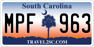 SC license plate MPF963