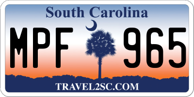 SC license plate MPF965