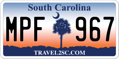 SC license plate MPF967