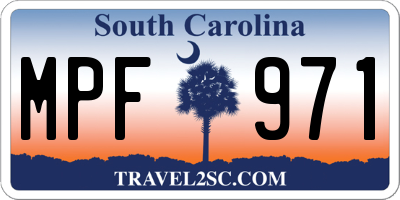 SC license plate MPF971