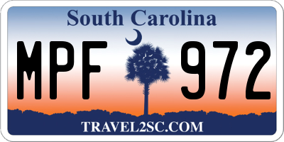 SC license plate MPF972