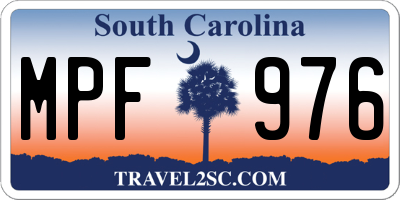 SC license plate MPF976