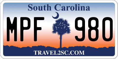 SC license plate MPF980