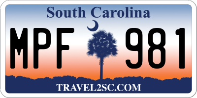 SC license plate MPF981