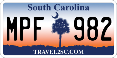SC license plate MPF982