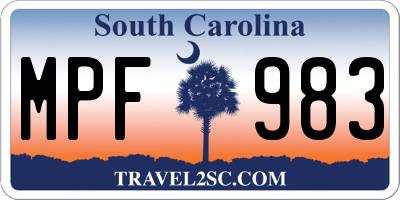 SC license plate MPF983