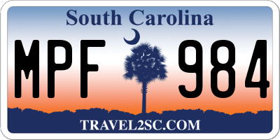 SC license plate MPF984