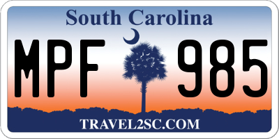 SC license plate MPF985