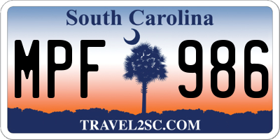SC license plate MPF986