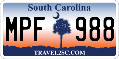 SC license plate MPF988