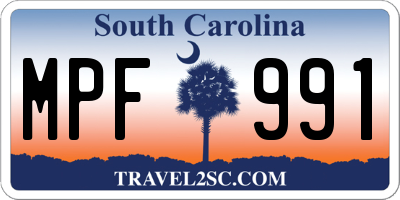 SC license plate MPF991