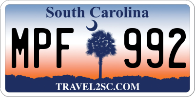 SC license plate MPF992