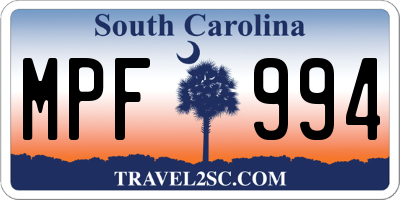 SC license plate MPF994