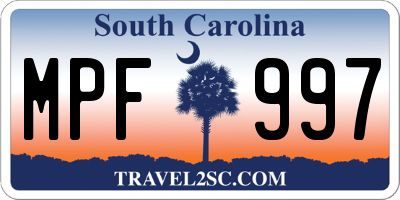 SC license plate MPF997
