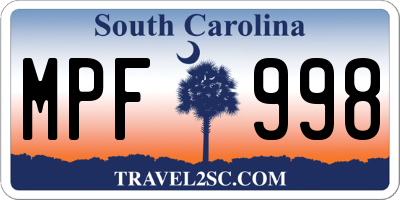 SC license plate MPF998