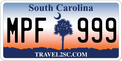 SC license plate MPF999