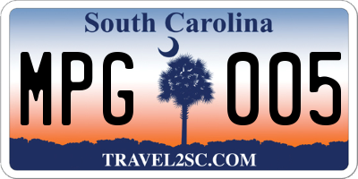 SC license plate MPG005