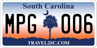 SC license plate MPG006
