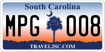 SC license plate MPG008