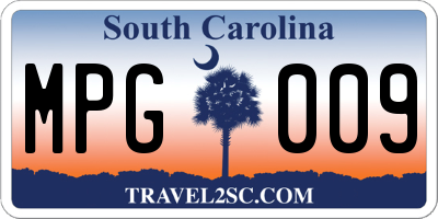 SC license plate MPG009
