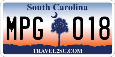 SC license plate MPG018