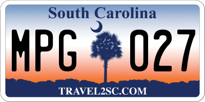 SC license plate MPG027