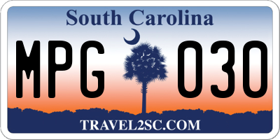 SC license plate MPG030