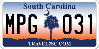 SC license plate MPG031