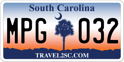 SC license plate MPG032