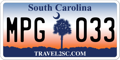 SC license plate MPG033