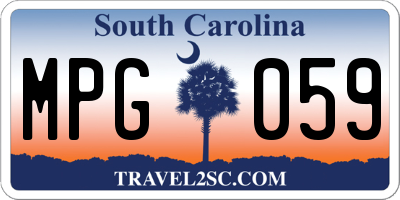 SC license plate MPG059