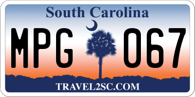 SC license plate MPG067