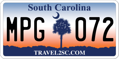 SC license plate MPG072