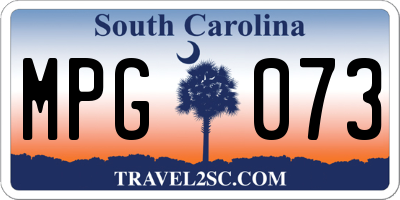 SC license plate MPG073
