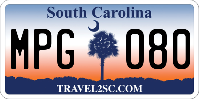 SC license plate MPG080
