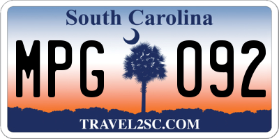SC license plate MPG092