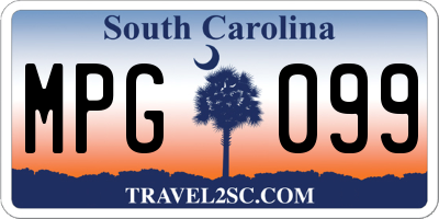 SC license plate MPG099