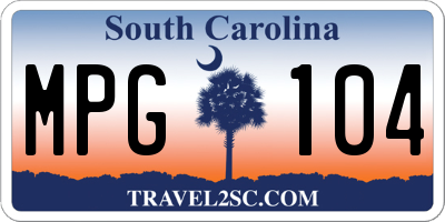 SC license plate MPG104