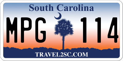 SC license plate MPG114