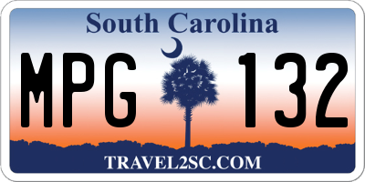 SC license plate MPG132