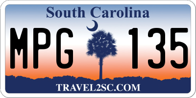 SC license plate MPG135