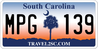 SC license plate MPG139