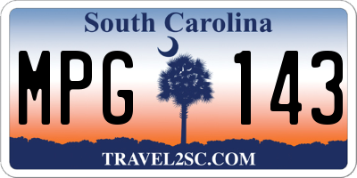 SC license plate MPG143